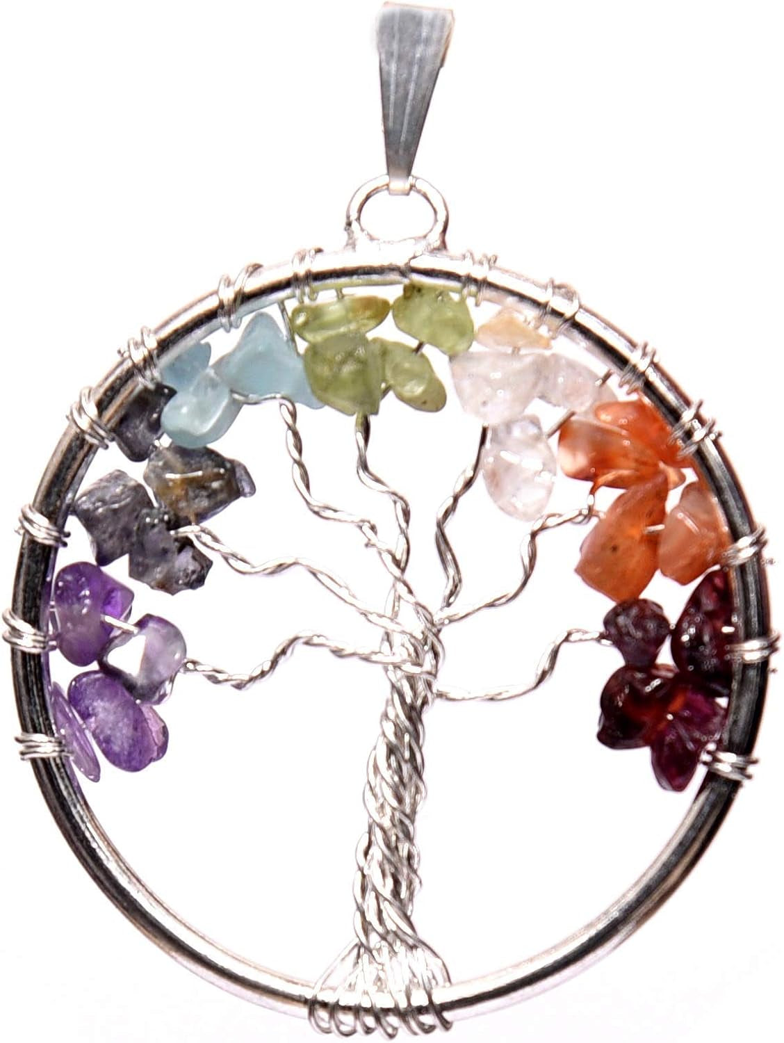 Crystals and Healing Stones Multi 7 Chakra Natural Healing Gemstone Crystal Bonsai Fortune Money Tree for Good Luck, Wealth & Prosperity-Home Office Decor Spiritual Gift Gold Wire and 300 Beads