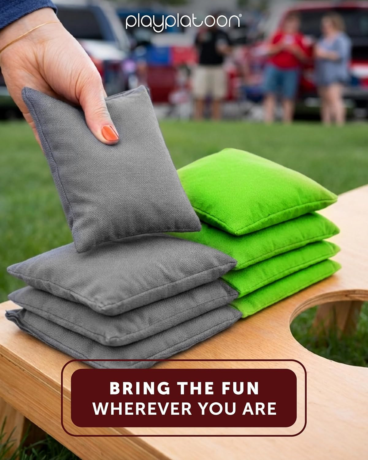 Premium Weather Resistant Duckcloth Cornhole Bags - Set of 8 Bean Bags for Corn Hole Game - Regulation Size & Weight