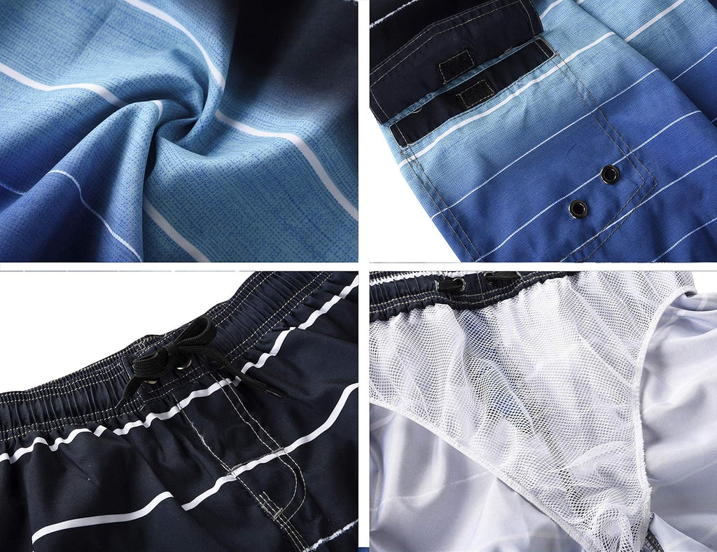 Men'S Beachwear Summer Holiday Swim Trunks Quick Dry Striped