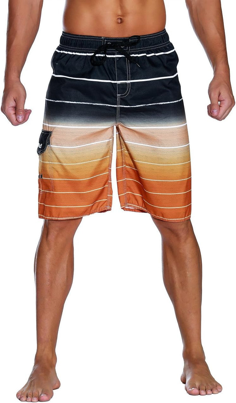 Men'S Beachwear Summer Holiday Swim Trunks Quick Dry Striped